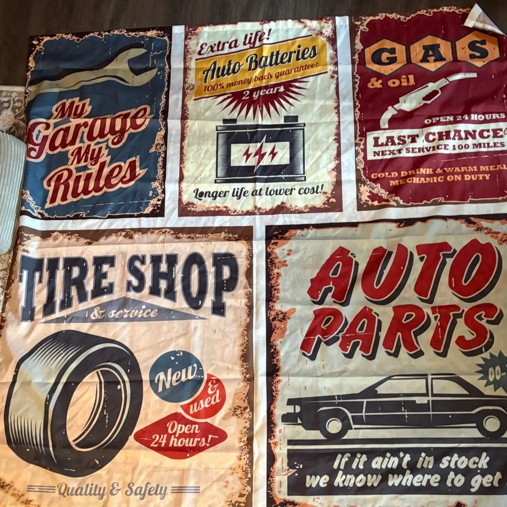 Vintage Americana Wall Art  & Shower Curtain Set